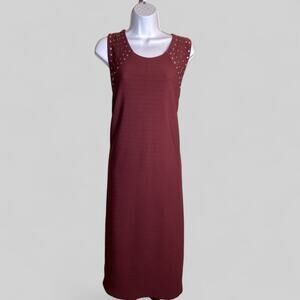 Ashley Stewart BodyCon Dress Sz. 22/24 Burgandy Stud Detail Sleeveless NWT